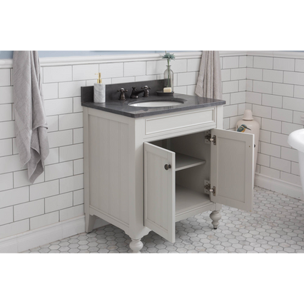 Water Creation Potenza 30" Bathroom Vanity in Earl Grey with Blue Limestone Top with Faucet POTENZA30EGF1