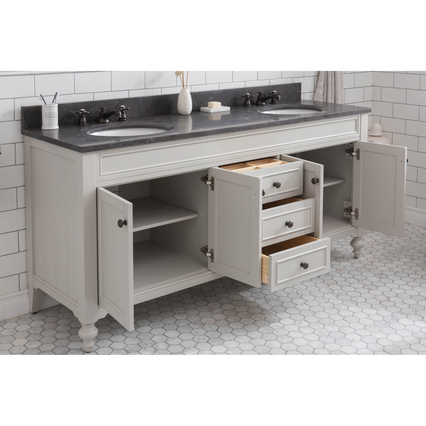 Water Creation Potenza 72" Bathroom Vanity in Earl Grey with Blue Limestone Top with Faucet POTENZA72EGF1
