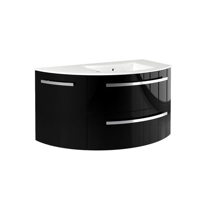 LaToscana Ambra 38" Wall Mounted Floating Vanity Single Sink with 2 Drawers & Left Rounded Cabinet - Model Bath