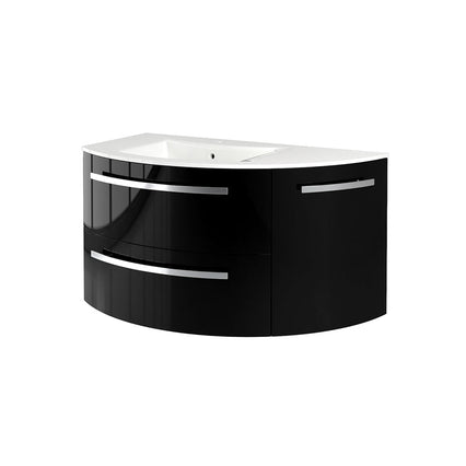 LaToscana Ambra 38" Wall Mounted Floating Vanity Single Sink with 2 Drawers & Right Rounded Cabinet - Model Bath
