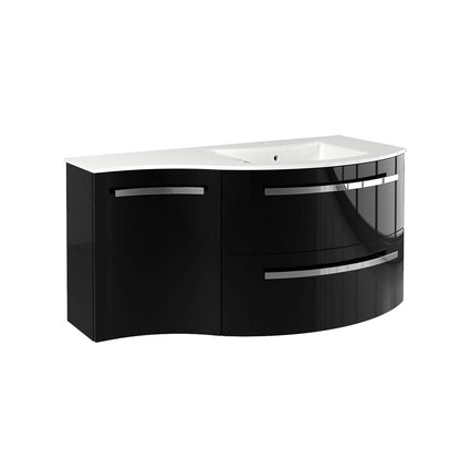 LaToscana Ambra 43" Wall Mounted Floating Vanity Single Sink with 2 Drawers & Left Concave Cabinet - Model Bath