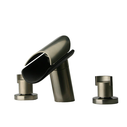 LaToscana Morgana Widespread Lavatory Faucet with Wenge Spout in Brushed Nickel (73PW214LZ) - Model Bath