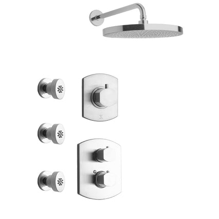 LaToscana Novello Thermostatic Shower with 3/4" Ceramic Disc Volume Control, 3-Way Diverter and 3 Body Jets - Model Bath