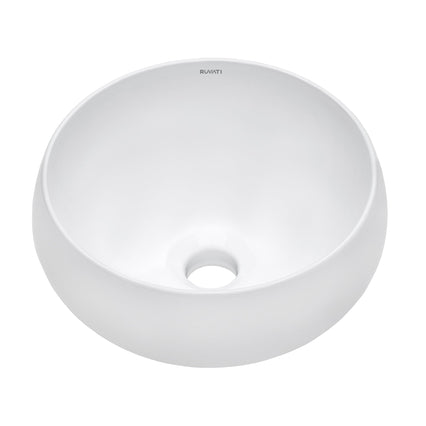 Ruvati 12" Bathroom Vessel Sink Round White Circular Above Counter Porcelain Ceramic - RVB0312 - Model Bath