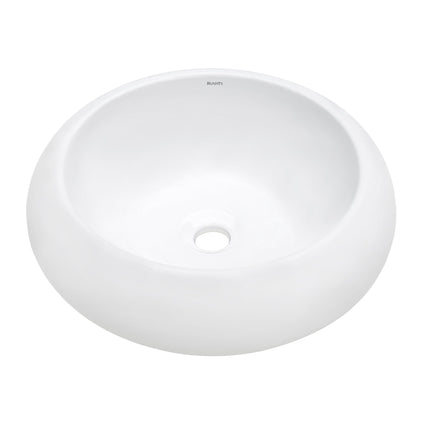 Ruvati 18" Round Bathroom Vessel Sink White Above Vanity Counter Circular Porcelain Ceramic - RVB0318 - Model Bath