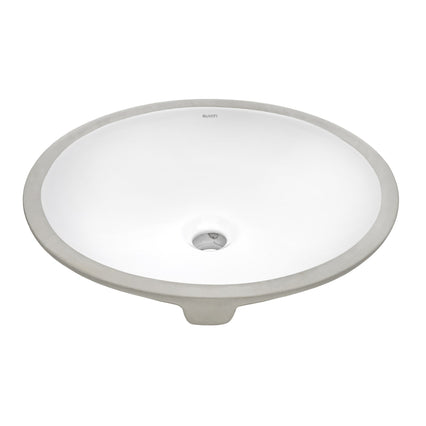 Ruvati 18" x 14" Undermount Bathroom Vanity Sink White Oval Porcelain Ceramic with Overflow - RVB0619 - Model Bath