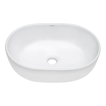 Ruvati 19" x 14" Bathroom Vessel Sink White Oval Above Counter Vanity Porcelain Ceramic - RVB0419 - Model Bath