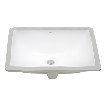 Ruvati 20" x 15" Undermount Bathroom Sink White Rectangular Porcelain Ceramic with Overflow - RVB0720 - Model Bath