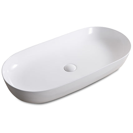 Ruvati 32" x 16" Bathroom Vessel Sink White Oval Above Counter Vanity Porcelain Ceramic - RVB0432 - Model Bath