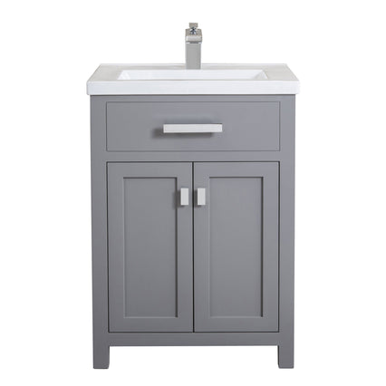 Water Creation 24" Cashmere Grey MDF Single Bowl Ceramics Top Vanity with Double Door From The MYRA Collection MYRA24G - Model Bath