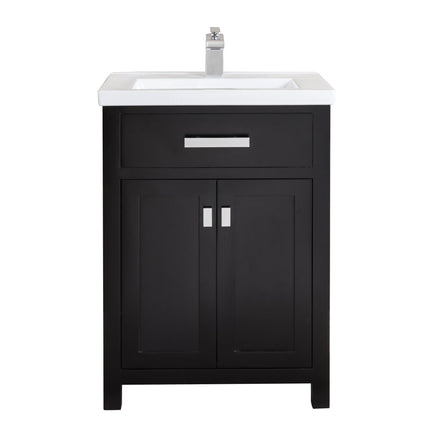 Water Creation 24" Espresso MDF Single Bowl Ceramics Top Vanity with Double Door From The MYRA Collection MYRA24E - Model Bath