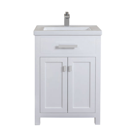 Water Creation 24" Pure White MDF Single Bowl Ceramics Top Vanity with Double Door From The MYRA Collection MYRA24W - Model Bath