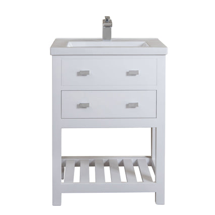 Water Creation 24" Pure White MDF Single Bowl Ceramics Top Vanity with U Shape Drawer From The VIOLA Collection VIOLA24W - Model Bath