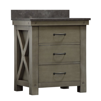 Water Creation 30" Grizzle Grey Single Sink Bathroom Vanity with Faucet with Blue Limestone Counter Top From The ABERDEEN Collection VAB030BLGG07 - Model Bath