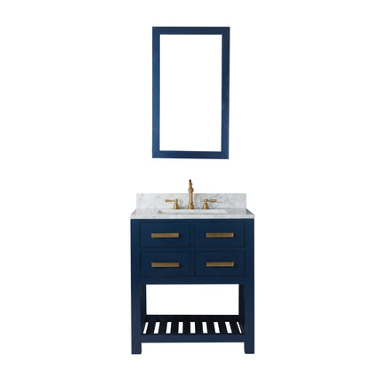 Water Creation 30" Monarch Blue Single Sink Bathroom Vanity with Mirror From The Madalyn Collection MA30B-0600MB - Model Bath