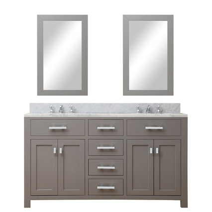 Water Creation 60" Cashmere Grey Double Sink Bathroom Vanity with 2 Matching Framed Mirrors From The Madison Collection MADISON60GC - Model Bath