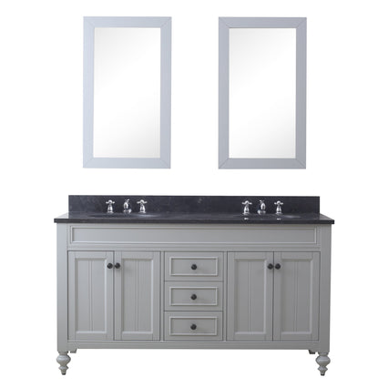 Water Creation 60" Earl Grey Double Sink Bathroom Vanity with 2 Matching Framed Mirrors and Faucets From The Potenza Collection POTENZA60EGCF - Model Bath