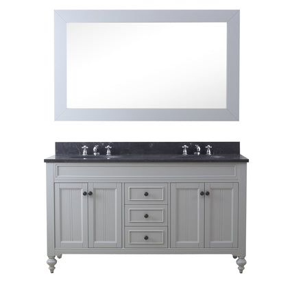 Water Creation 60" Earl Grey Double Sink Bathroom Vanity with Matching Framed Mirror and Faucets From The Potenza Collection POTENZA60EGBF - Model Bath