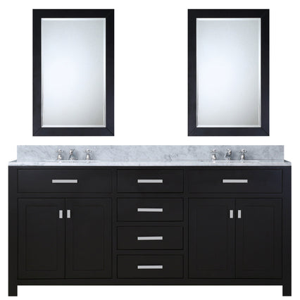 Water Creation 60" Espresso Double Sink Bathroom Vanity with 2 Matching Framed Mirrors and Faucets From The Madison Collection MADISON60ECF - Model Bath