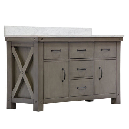 Water Creation 60" Grizzle Grey Double Sink Bathroom Vanity with Carrara White Marble Counter Top From The ABERDEEN Collection VAB060CWGG00 - Model Bath