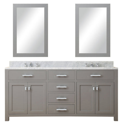 Water Creation 72" Cashmere Grey Double Sink Bathroom Vanity with 2 Matching Framed Mirrors and Faucets From The Madison Collection MADISON72GCF - Model Bath