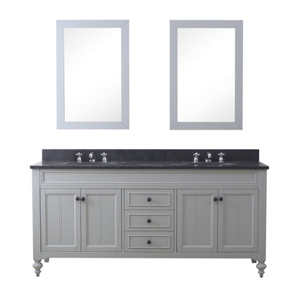 Water Creation 72" Earl Grey Double Sink Bathroom Vanity with 2 Matching Framed Mirrors From The Potenza Collection POTENZA72EGC - Model Bath