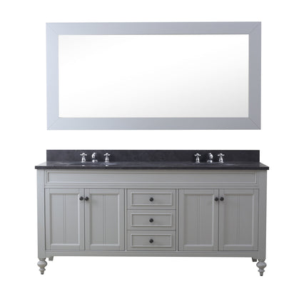 Water Creation 72" Earl Grey Double Sink Bathroom Vanity with Matching Framed Mirror and Faucets From The Potenza Collection POTENZA72EGBF - Model Bath