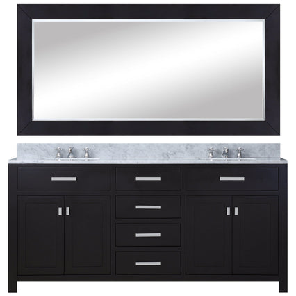 Water Creation 72" Espresso Double Sink Bathroom Vanity with Matching Framed Mirror and Faucet From The Madison Collection MADISON72EBF - Model Bath