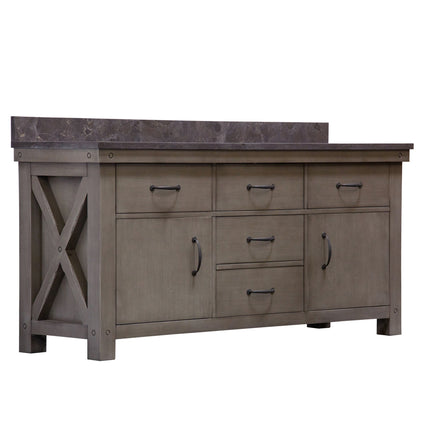 Water Creation 72" Grizzle Grey Double Sink Bathroom Vanity with Faucets with Blue Limestone Counter Top From The ABERDEEN Collection VAB072BLGG07 - Model Bath