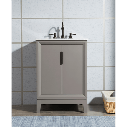 Water Creation Elizabeth 24" Single Sink Carrara White Marble Vanity in Cashmere Grey with F2-0012-03-TL Lavatory Faucet(s) VEL024CWCG27 - Model Bath