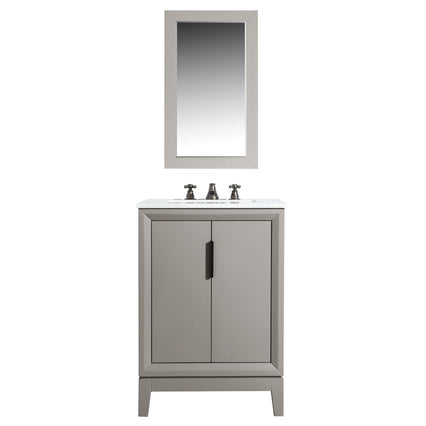 Water Creation Elizabeth 24" Single Sink Carrara White Marble Vanity in Cashmere Grey with Matching Mirror(s) and F2-0009-03-BX Lavatory Faucet(s) VEL024CWCG08 - Model Bath