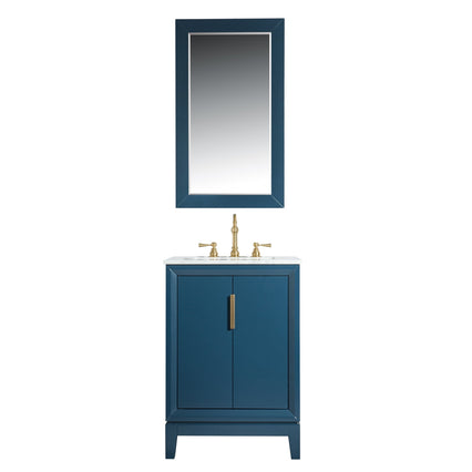 Water Creation Elizabeth 24" Single Sink Carrara White Marble Vanity in Monarch Blue with Matching Mirror(s) and F2-0012-06-TL Lavatory Faucet(s) VEL024CWMB33 - Model Bath