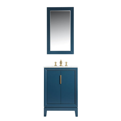 Water Creation Elizabeth 24" Single Sink Carrara White Marble Vanity in Monarch Blue with Matching Mirror(s) and F2-0013-06-FX Lavatory Faucet(s) VEL024CWMB38 - Model Bath