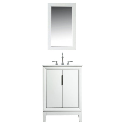 Water Creation Elizabeth 24" Single Sink Carrara White Marble Vanity in Pure White with Matching Mirror(s) and F2-0012-01-TL Lavatory Faucet(s) VEL024CWPW43 - Model Bath