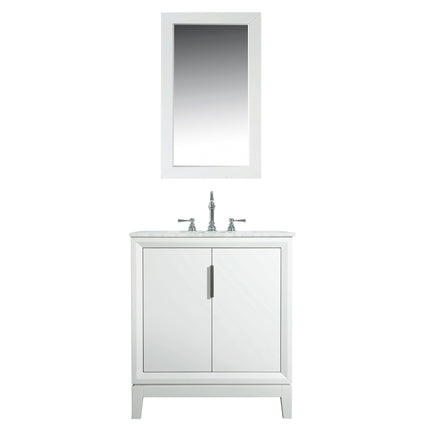 Water Creation Elizabeth 30" Single Sink Carrara White Marble Vanity in Pure White with Matching Mirror(s) and F2-0012-01-TL Lavatory Faucet(s) VEL030CWPW43 - Model Bath