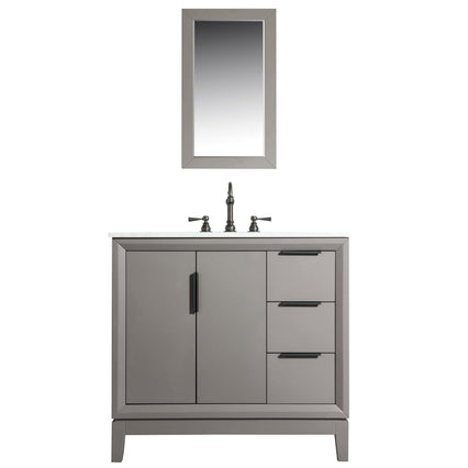 Water Creation Elizabeth 36" Single Sink Carrara White Marble Vanity in Cashmere Grey with Matching Mirror(s) and F2-0009-03-BX Lavatory Faucet(s) VEL036CWCG08 - Model Bath