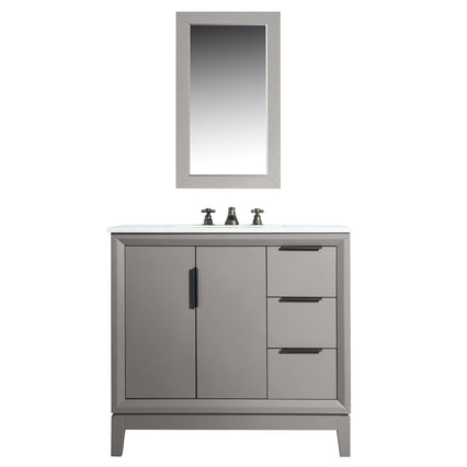 Water Creation Elizabeth 36" Single Sink Carrara White Marble Vanity in Cashmere Grey with Matching Mirror(s) and F2-0012-03-TL Lavatory Faucet(s) VEL036CWCG23 - Model Bath