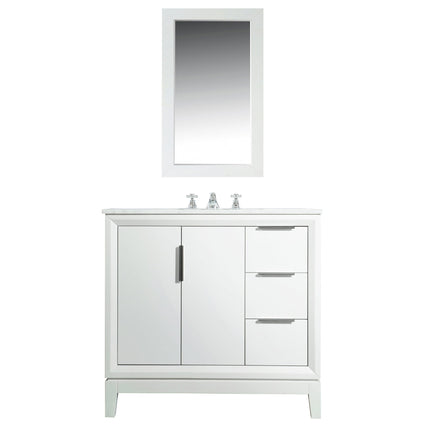 Water Creation Elizabeth 36" Single Sink Carrara White Marble Vanity in Pure White with Matching Mirror(s) and F2-0009-01-BX Lavatory Faucet(s) VEL036CWPW02 - Model Bath