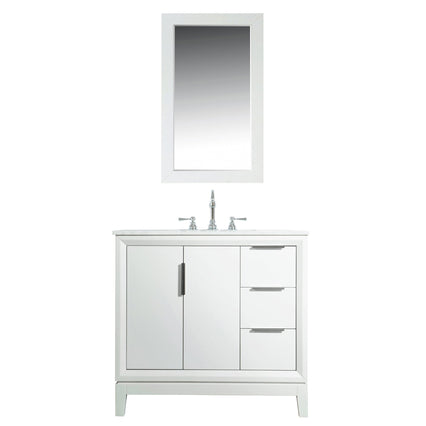 Water Creation Elizabeth 36" Single Sink Carrara White Marble Vanity in Pure White with Matching Mirror(s) and F2-0012-01-TL Lavatory Faucet(s) VEL036CWPW43 - Model Bath