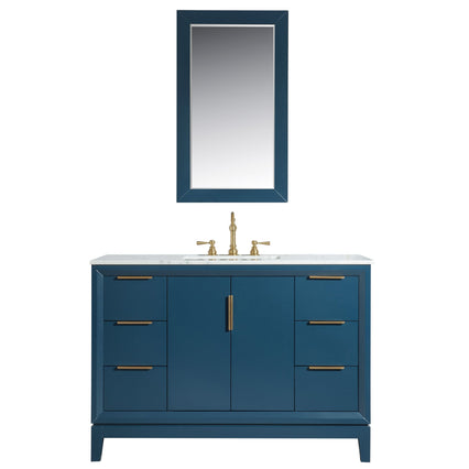 Water Creation Elizabeth 48" Single Sink Carrara White Marble Vanity in Monarch Blue with Matching Mirror(s) VEL048CWMB01 - Model Bath