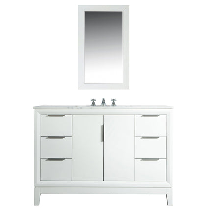 Water Creation Elizabeth 48" Single Sink Carrara White Marble Vanity in Pure White with Matching Mirror(s) and F2-0009-01-BX Lavatory Faucet(s) VEL048CWPW02 - Model Bath