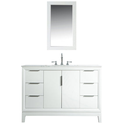 Water Creation Elizabeth 48" Single Sink Carrara White Marble Vanity in Pure White with Matching Mirror(s) and F2-0012-01-TL Lavatory Faucet(s) VEL048CWPW43 - Model Bath