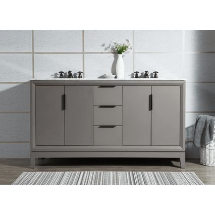 Water Creation Elizabeth 60" Double Sink Carrara White Marble Vanity in Cashmere Grey VEL060CWCG00 - Model Bath