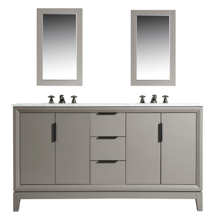 Water Creation Elizabeth 60" Double Sink Carrara White Marble Vanity in Cashmere Grey with Matching Mirror(s) and F2-0009-03-BX Lavatory Faucet(s) VEL060CWCG10 - Model Bath