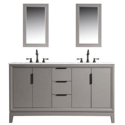 Water Creation Elizabeth 60" Double Sink Carrara White Marble Vanity in Cashmere Grey with Matching Mirror(s) and F2-0012-03-TL Lavatory Faucet(s) VEL060CWCG25 - Model Bath