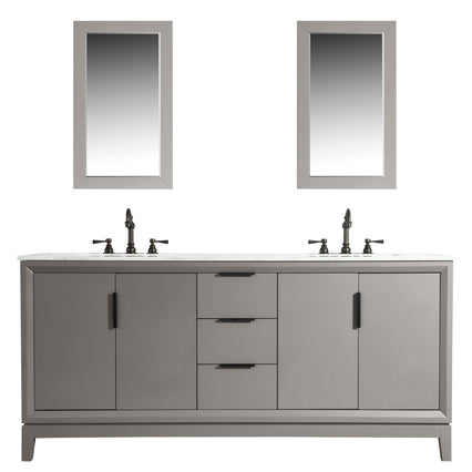 Water Creation Elizabeth 72" Double Sink Carrara White Marble Vanity in Cashmere Grey with Matching Mirror(s) and F2-0012-03-TL Lavatory Faucet(s) VEL072CWCG25 - Model Bath