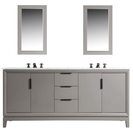 Water Creation Elizabeth 72" Double Sink Carrara White Marble Vanity in Cashmere Grey with Matching Mirror(s) VEL072CWCG04 - Model Bath