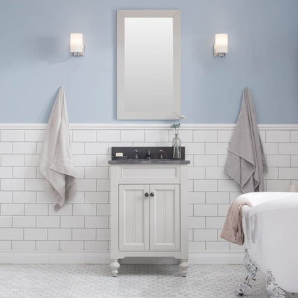 Water Creation Potenza 24" Bathroom Vanity in Earl Grey with Blue Limestone Top with Faucet and Mirror POTENZA24EGBF1 - Model Bath