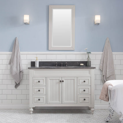 Water Creation Potenza 48" Bathroom Vanity in Earl Grey with Blue Limestone Top with Faucet and Mirror POTENZA48EGBF1 - Model Bath