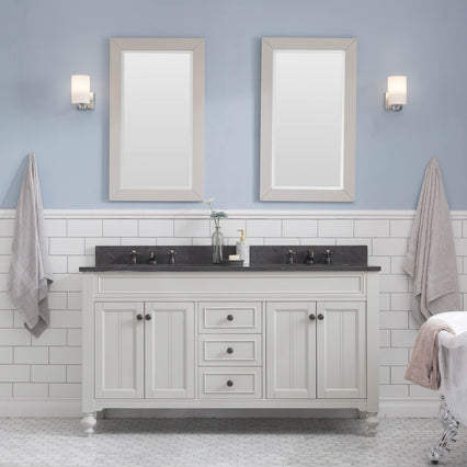 Water Creation Potenza 60" Bathroom Vanity in Earl Grey with Blue Limestone Top with Faucet and Small Mirror POTENZA60EGCF1 - Model Bath